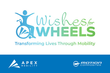 Logo of Wishes for Wheels with two sponsor logos at the bottom on a white background.